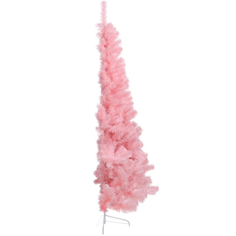 CCINEE 6ft Pine Artificial Christmas Green Half Tree Easy-Assembly with Solid Metal Stand for Wall Xmas Themed Party Decoration Indoor Outdoor Living Room Decor