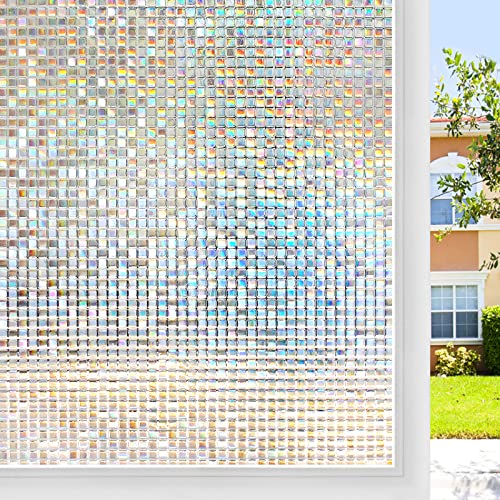Mosaic Stained Glass Window Privacy Film, 17.5" x 78.7" - UV Blocking, Removable Static Cling Tint
