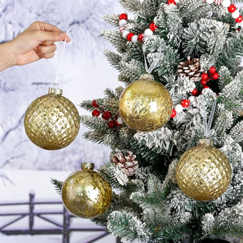 4-Inch Shatterproof Gold Christmas Ball Ornaments - 8 Piece Set