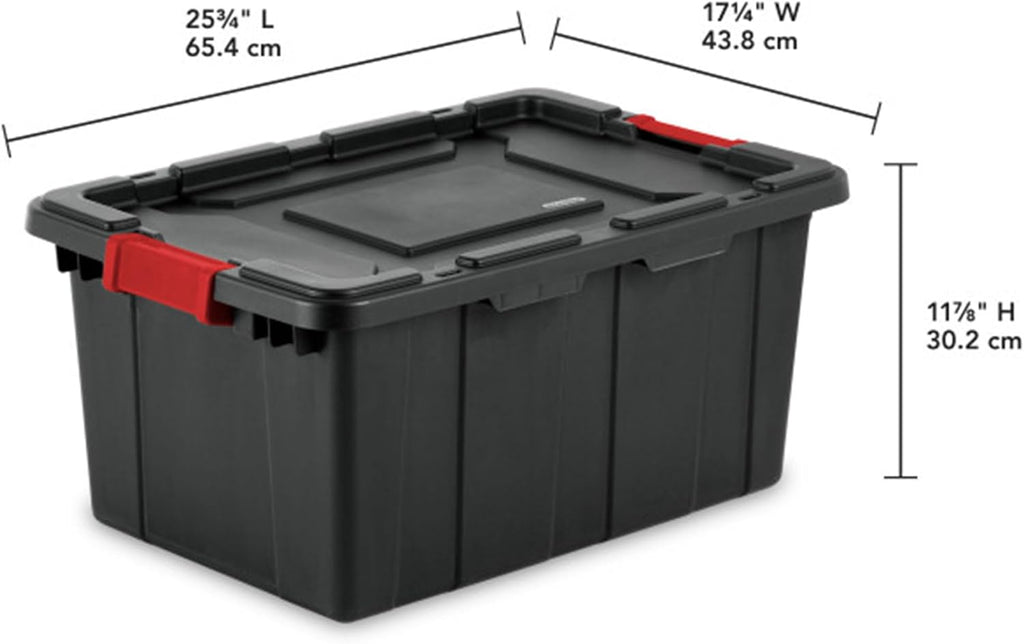 Sterilite 6-Pack Industrial Tote - Heavy-Duty Plastic Storage Bins with Lids | 15 Gallon, Black