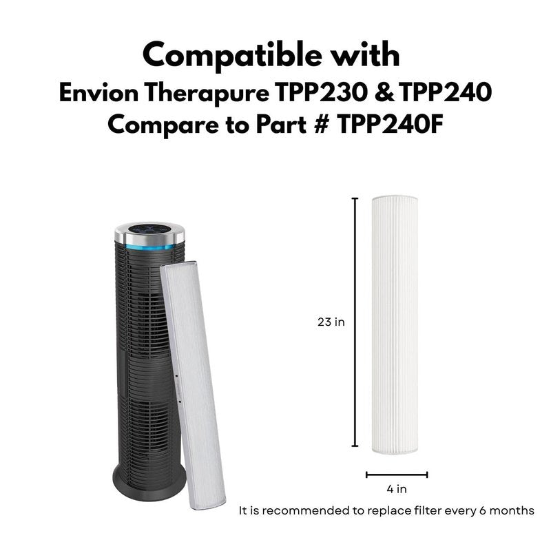 Nispira TPP240 TPP230 Replacement Filter for Envion Therapure TPP240 TPP230 Air Purifier TPP240F True HEPA with Activated Carbon 23" Long, 3 Packs