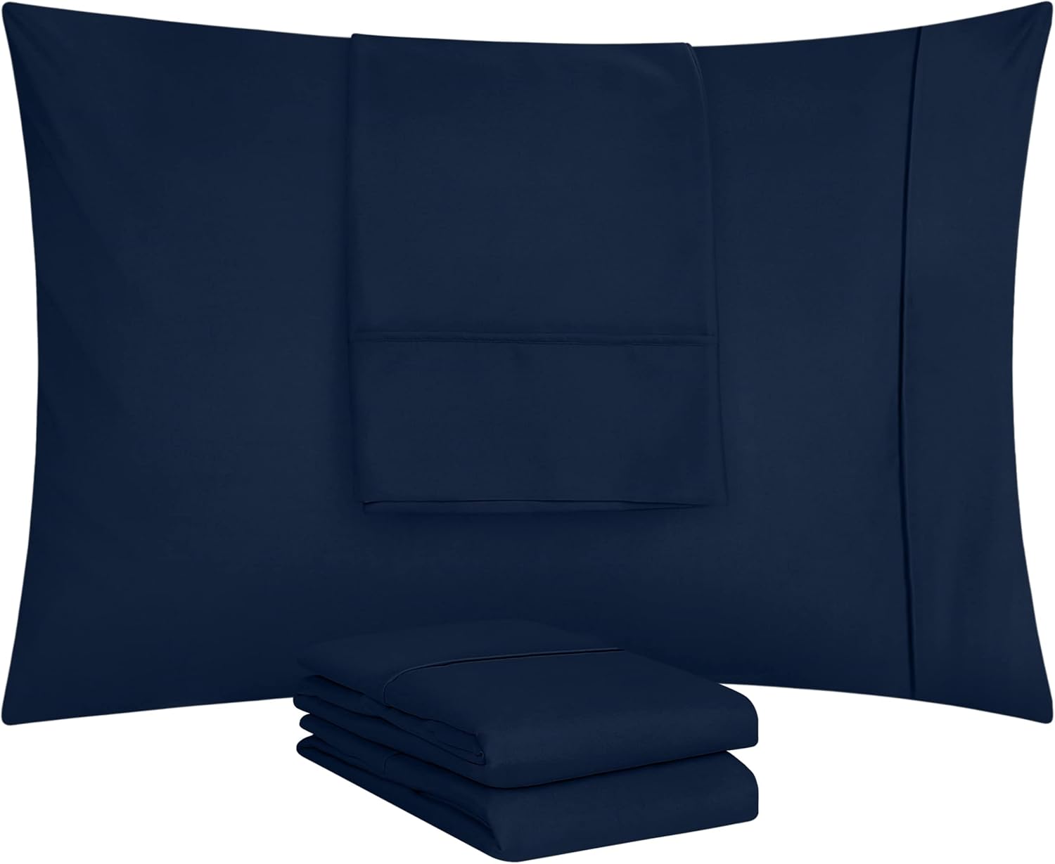 Utopia Bedding King Pillow Cases - 12 Pack Soft Brushed Microfiber - Fade Resistant 20 X 40 Inches | Navy