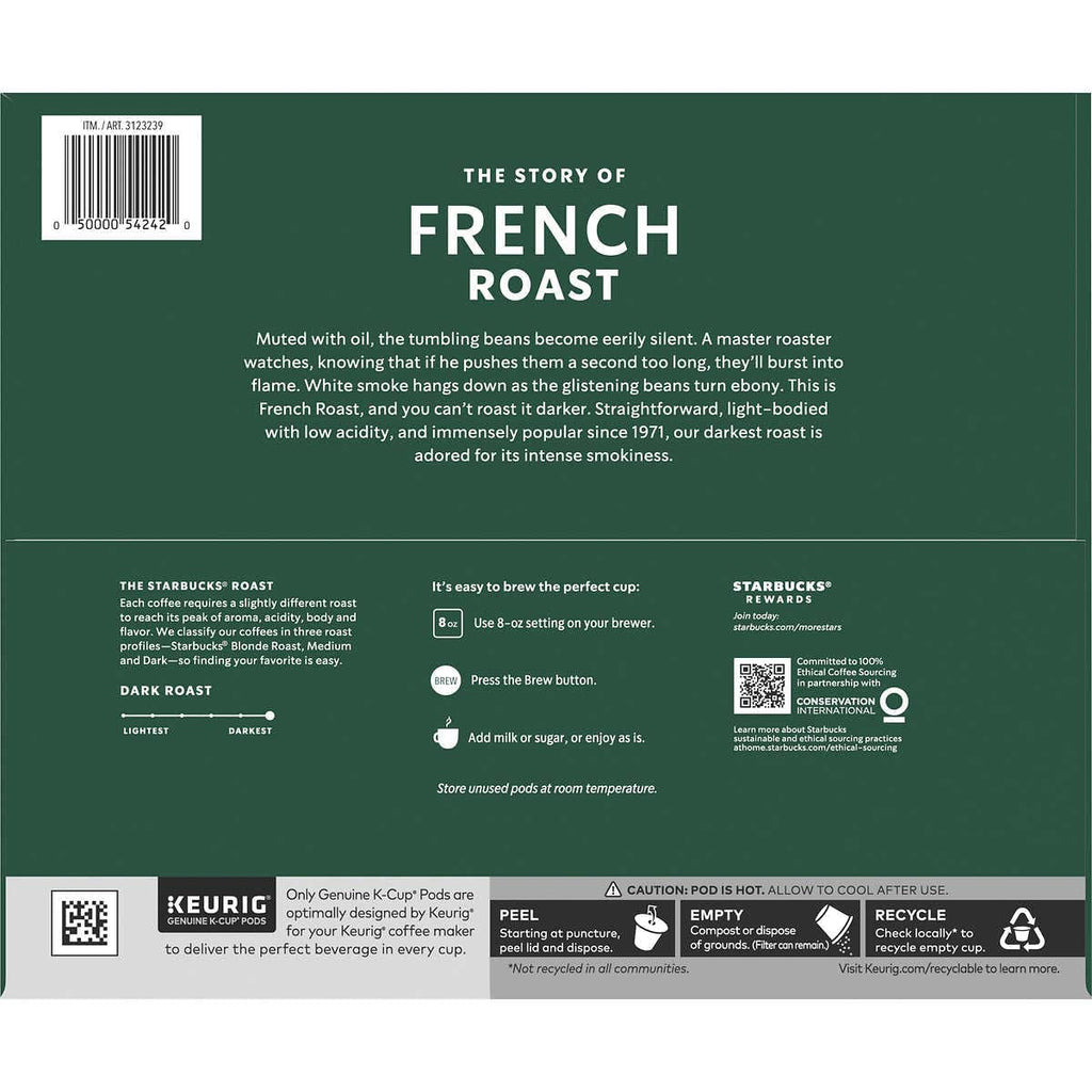 Starbucks French Roast K-Cups | Dark Roast Coffee Pods - 72 Count for Keurig Machines