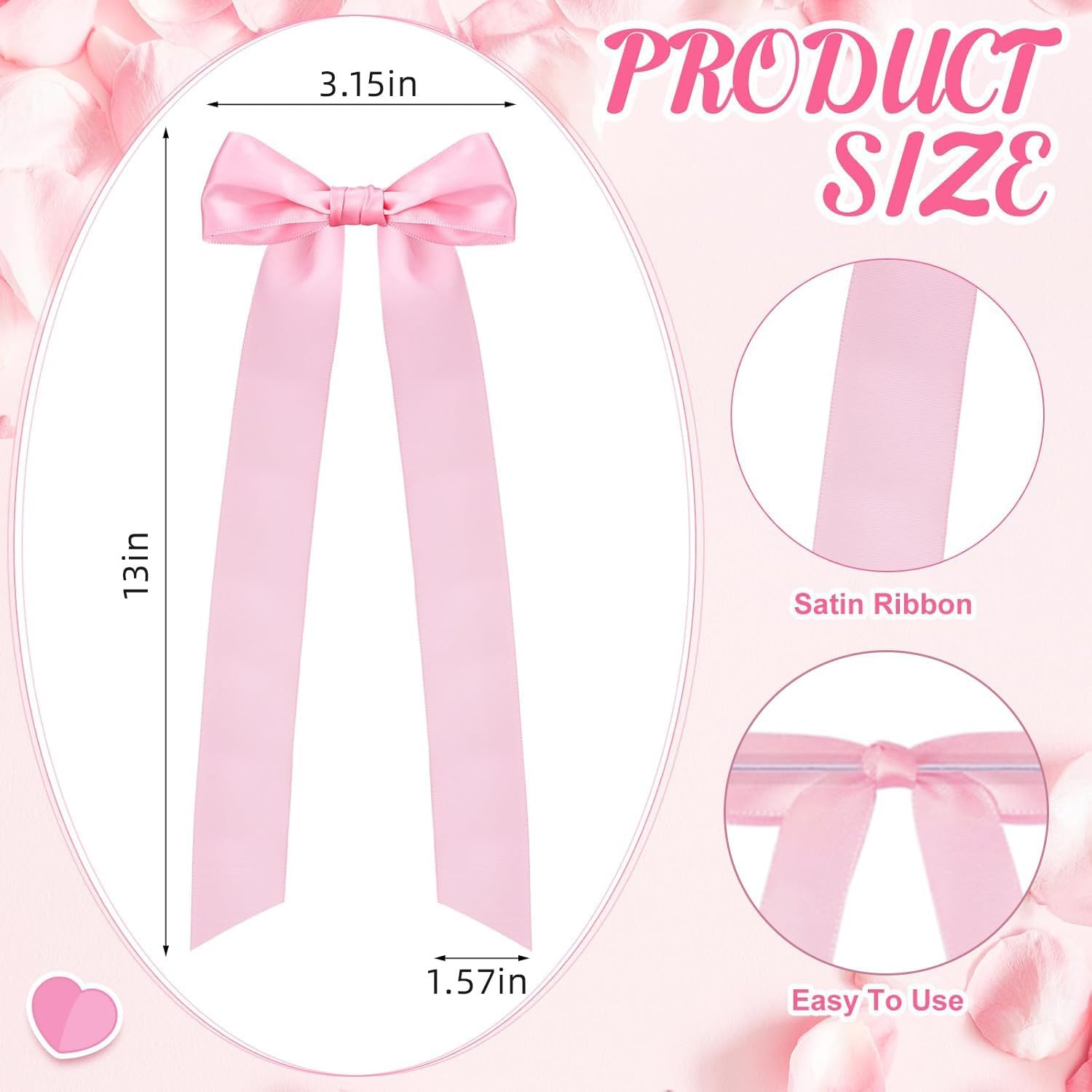 Regine Switzerland 16-Piece Pink Candlestick Bow Set - 13-Inch Decorative Ribbons for Weddings & Home Decor