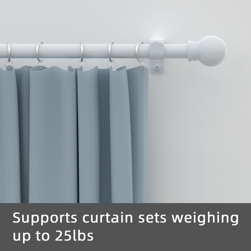 GXOACKJ Heavy Duty Metal Curtain Rod Set - 2 Pack White, Adjustable 48 to 84 Inches with Brackets