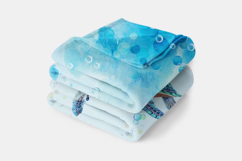 JAWO Sea Turtle Blanket Coastal Throw Cozy Beach and Nautical Sea Turtles Blanket Sea Animal Starfish Turtle Blankets Throws Gifts for Kids and Adults 50" x 60", Teal