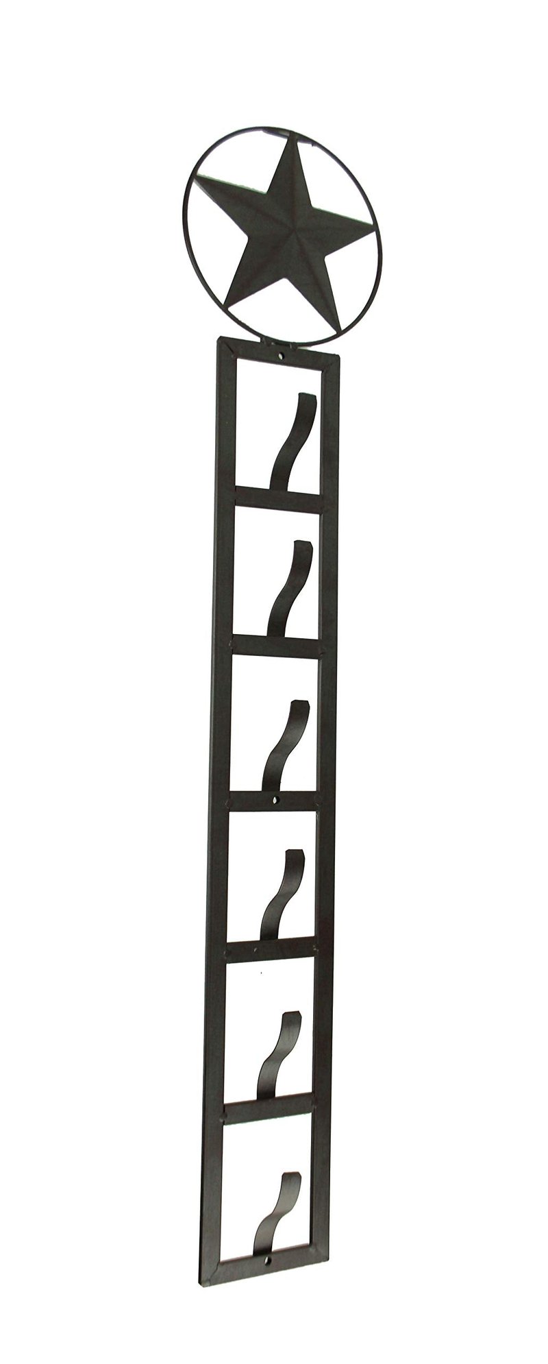 Rustic Brown Metal Western Star 6 Tier Hanging Hat Rack