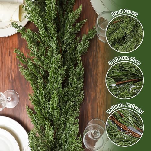 Dingion 1 Pcs 9 ft Artificial Cedar Garland – Realistic Green Holiday Decoration