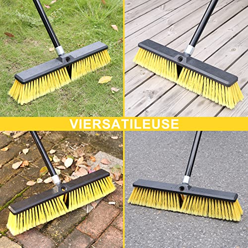 KeFanta 18 Inches Push Broom Outdoor- Heavy Duty with 63" Long Handle