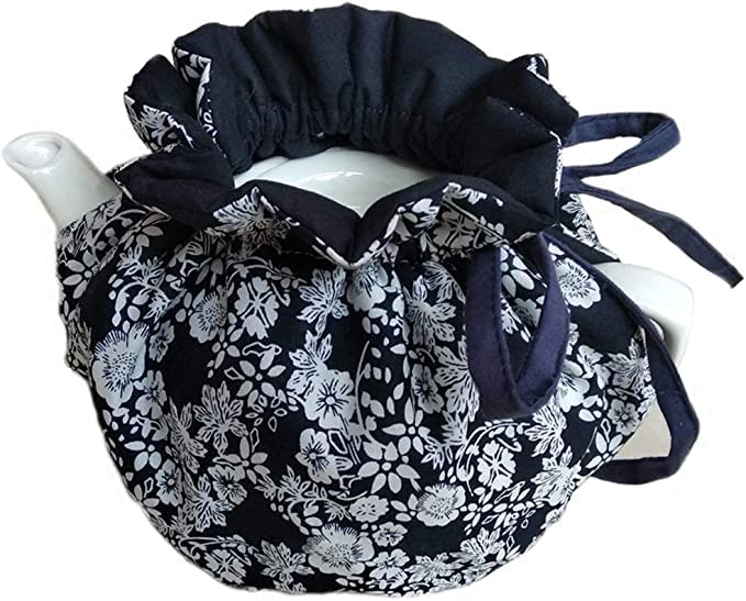 Floral Cotton Tea Cozy with Insulated Cork Base - 6 Cup Teapot Warmer