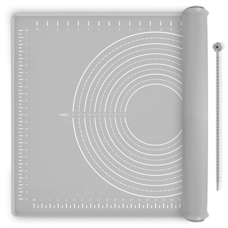Silicone Baking Mat 24" x 16", Extra Thick Dough Rolling Mat with Measurements and Edge Heightening, Non-stick Food Grade Silicone Pastry Mat for for Pastry, Bread, Cookies, Pizza, Fondant, Pasta