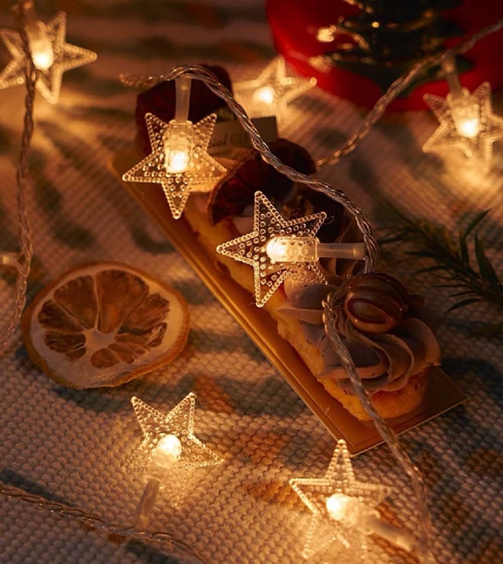 WFGGEH Star String Lights - 10ft 20 LED Warm White Fairy Lights for Birthday, Wedding & Home Decor