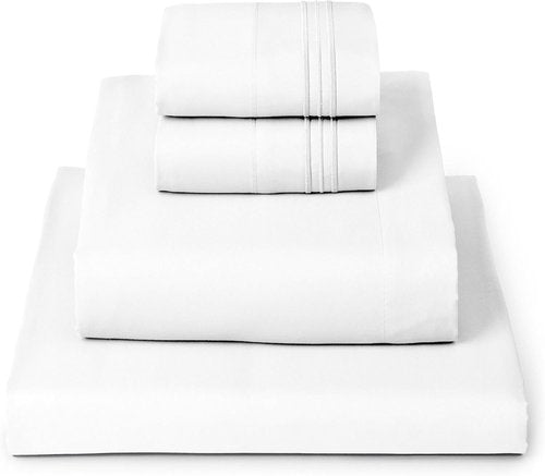 Mellanni Queen Sheets Set | 4-Piece Hotel Luxury Bedding - Extra Soft, Cooling, Wrinkle-Resistant (White)