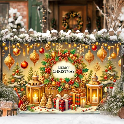 Merry Christmas Banner 71x43 in Holiday Decor Festive Wall Backdrop - BlissYard Christmas Banner #03