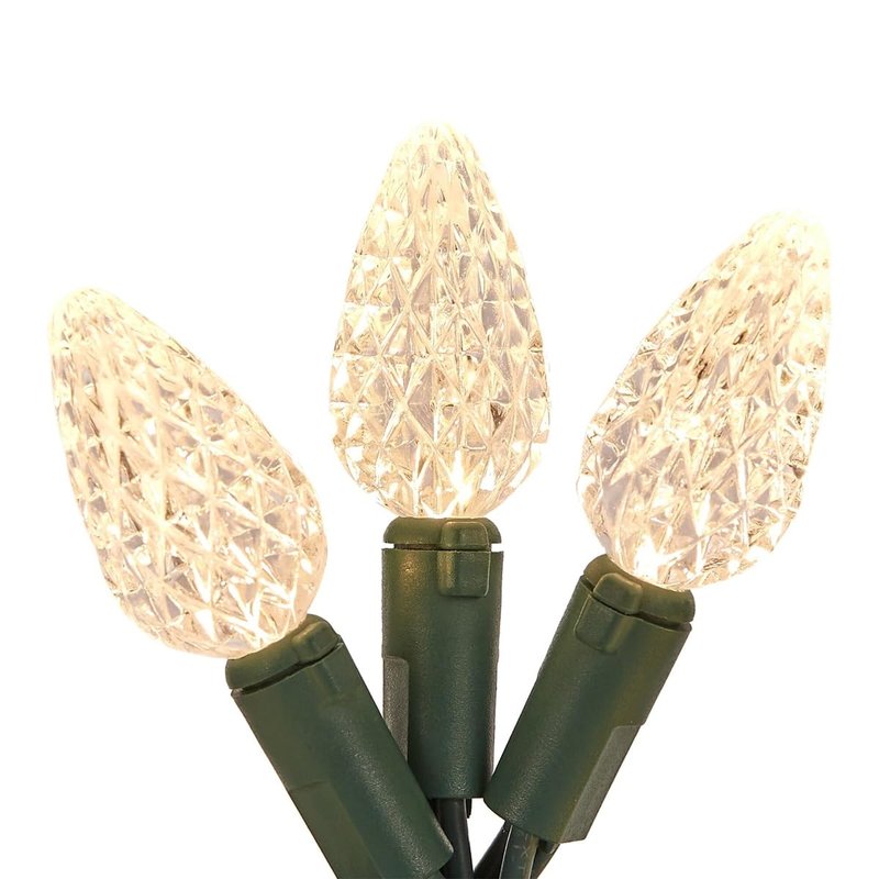 150 LED C6 String Lights on Spool - Warm White/Green Wire