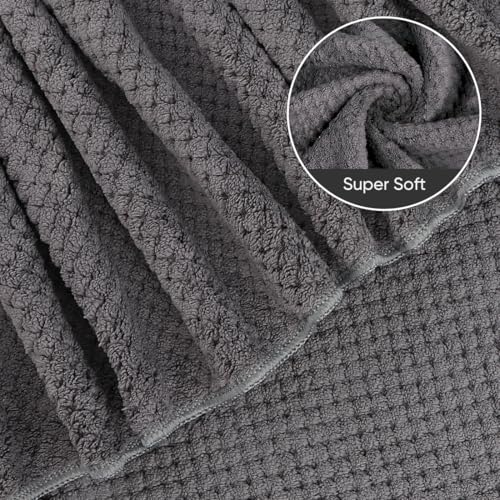 Grey Bath Towels 2 Pack 35x70 Inches Extra Large Soft Absorbent Home Use