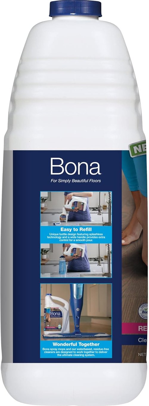 Bona Hardwood Floor Cleaner Refill - 4 Pack for Streak-Free Shine & Easy Cleaning