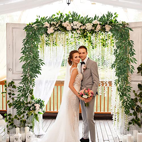 Artificial Willow Leaves Vine 2-Pack 5.9Ft Hanging Silk Greenery Garland