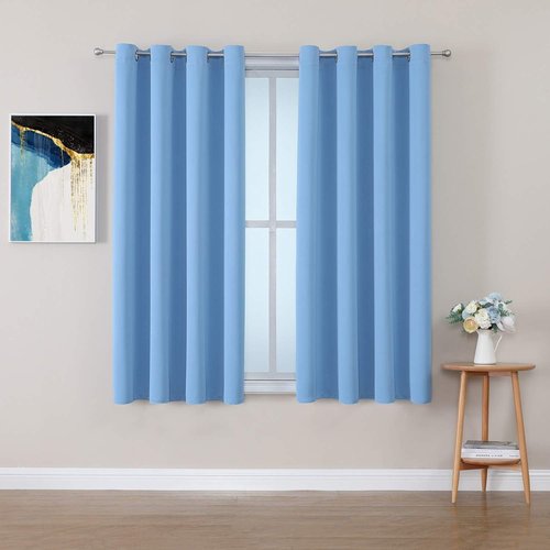 ChrisDowa Grommet Room Darkening Curtains - Thermal Insulated Blackout Panels, Sky Blue, 52W x 45L