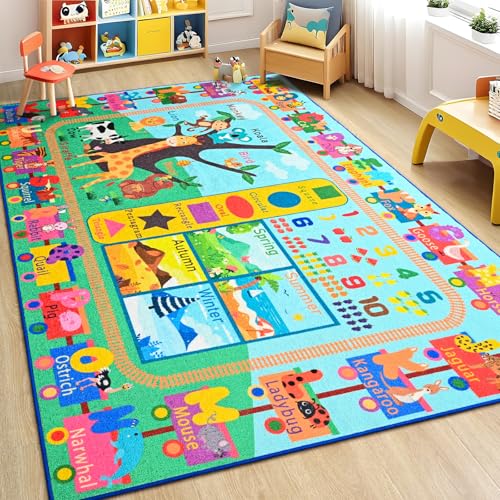 Educational Kids Alphabet Area Rug - 3x5 Non-Slip Playroom Learning Carpet