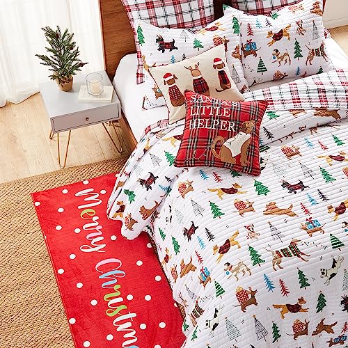 Levtex Home Merry & Bright Jingle Paws Full/Queen Holiday Quilt Set with Shams