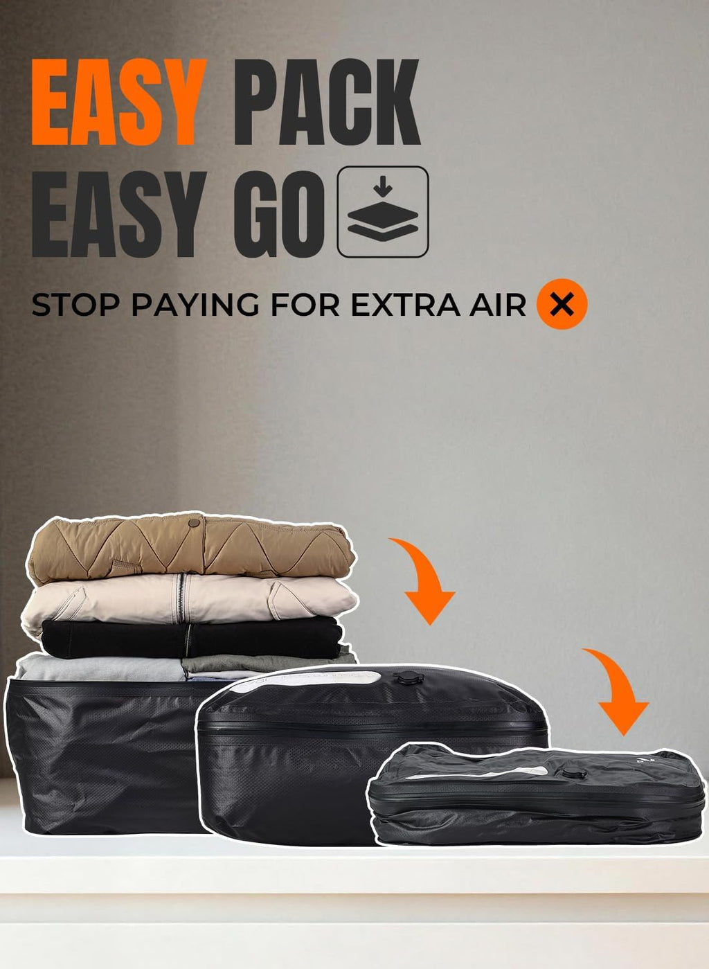 Skiennix Vacuum Bags for Travel - Wireless Pump Included, IP67 Waterproof, 3 Pack for Space Saving Storage