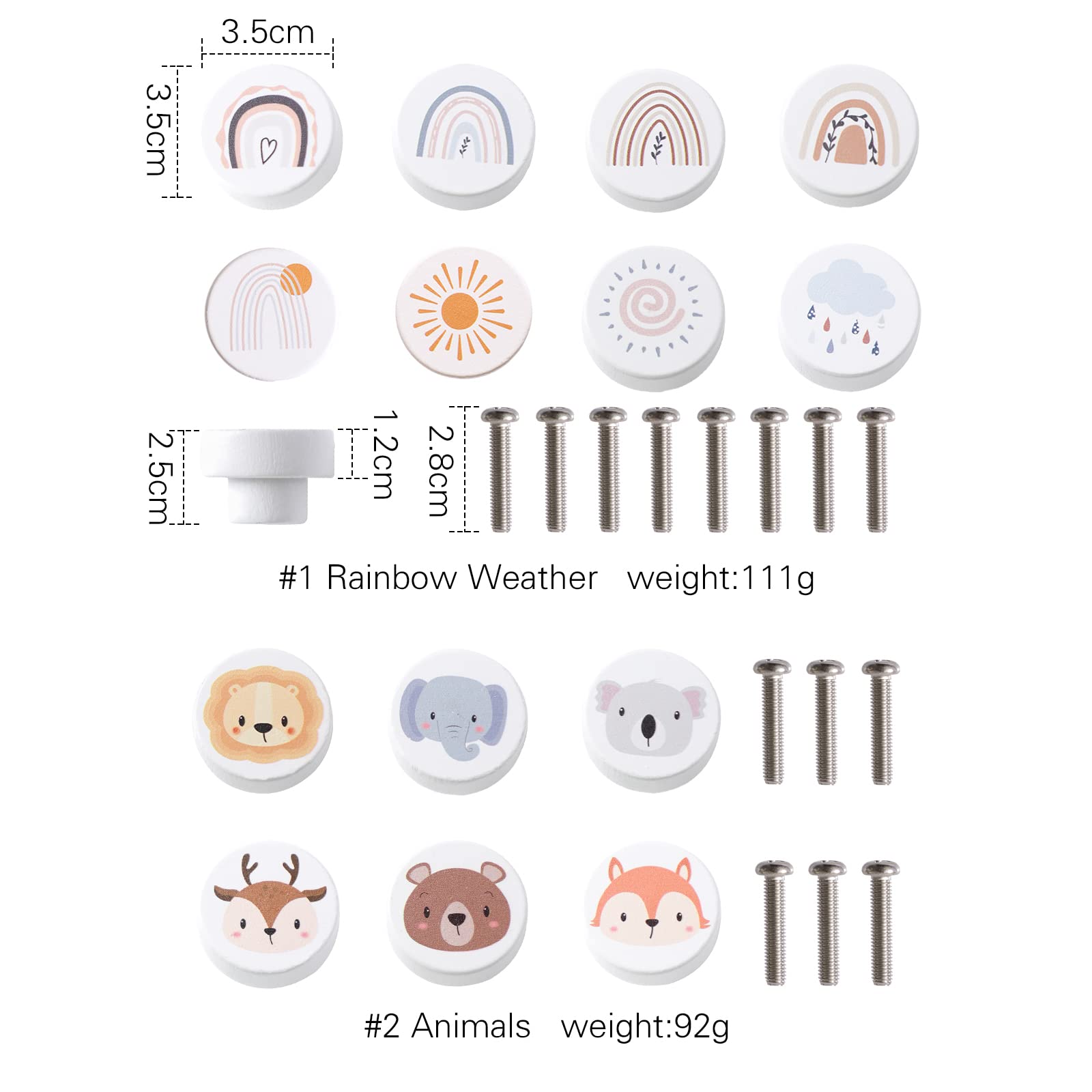 Wooden Animal Cabinet Knobs Decorative Wood Dresser Knobs with Screws Nursery Dresser Knobs for Kids Girls Boys Furniture Knobs Nursery Drawer Handles for Decor (6 Pack)