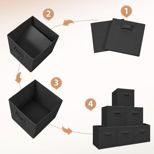 **Storage Maniac 11-Inch Collapsible Storage Cubes - Durable Fabric Bins for Organization | 10-Pack Black**