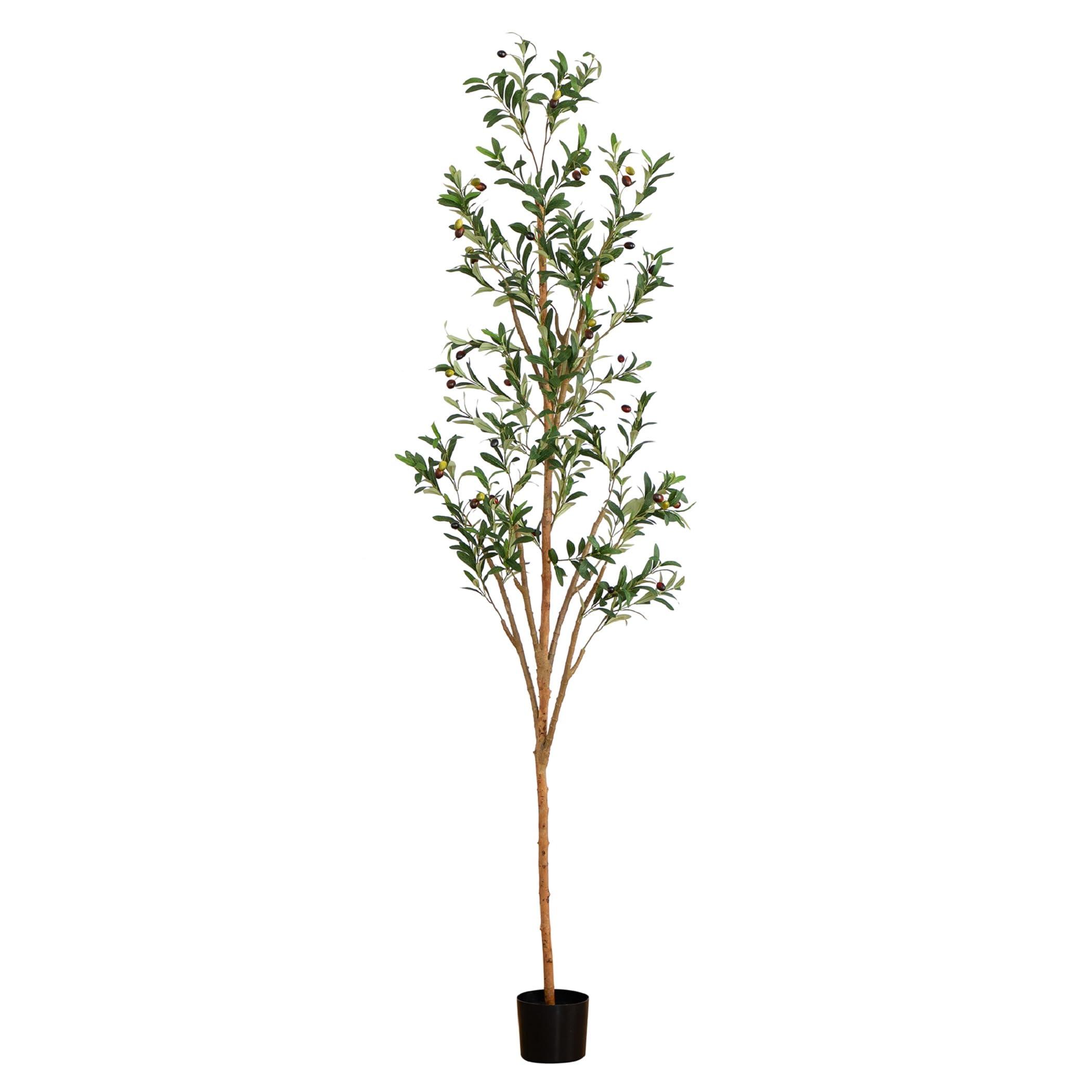 Nearly Natural Olive Tree Artificial Indoor 7FT Tall Silk Faux Olive Tree for Home and Office Decor, Fake Potted Olive Tree with Natural Wood Trunk, Realistic Olive Tree Branches and Lifelike Fruits