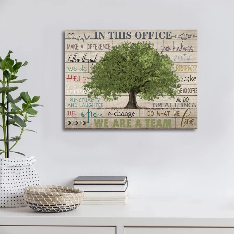 Inspirational Quotes Wall Art Prints Motivational Sayings Wall Decor Rustic Green Tree Picture Posters Framed Canvas Wall Decor for School Office Classroom College Decoration, 20x24 Inch