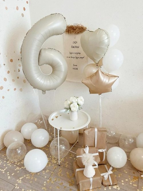 40 Inch Large Number Balloons by [Brand Name] - Cream White 4 Balloons for Birthdays & Graduations