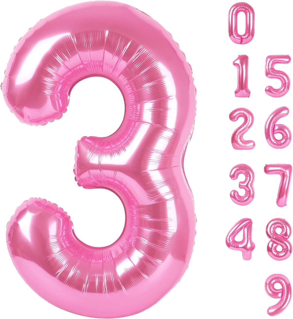 Numbers Balloon - 40 Inch Large Pink Balloon for Three-Year-Old Birthday Decor | Perfect for Celebrations