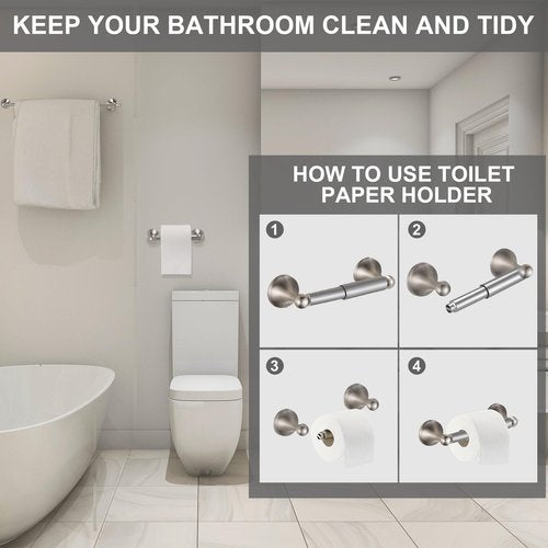 Gisafai 16 Pcs Bathroom Hardware Accessories Set Adjustable Expandable Bath Towel Bar Kit Stainless Steel Bathroom Hardware Set Towel Racks Ring Towel Hooks Holder for Wall Mounted (Silver)