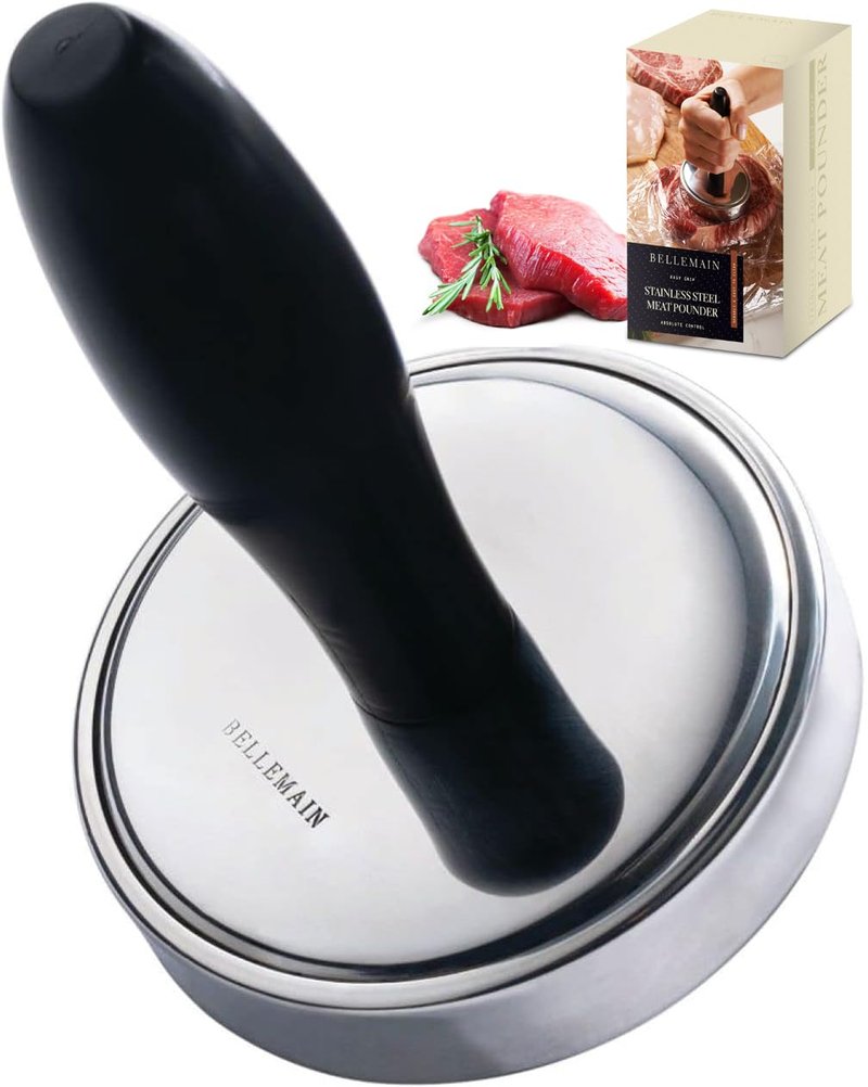 Bellemain Meat Pounder Flattener, Easy-Grip Meat Tenderizer, Stainless Steel Meat Mallet for Cooking, Meat Hammer, Chicken Tenderizer, Meat Smasher Utensil, Kitchen Mallet, Meat Masher Tool