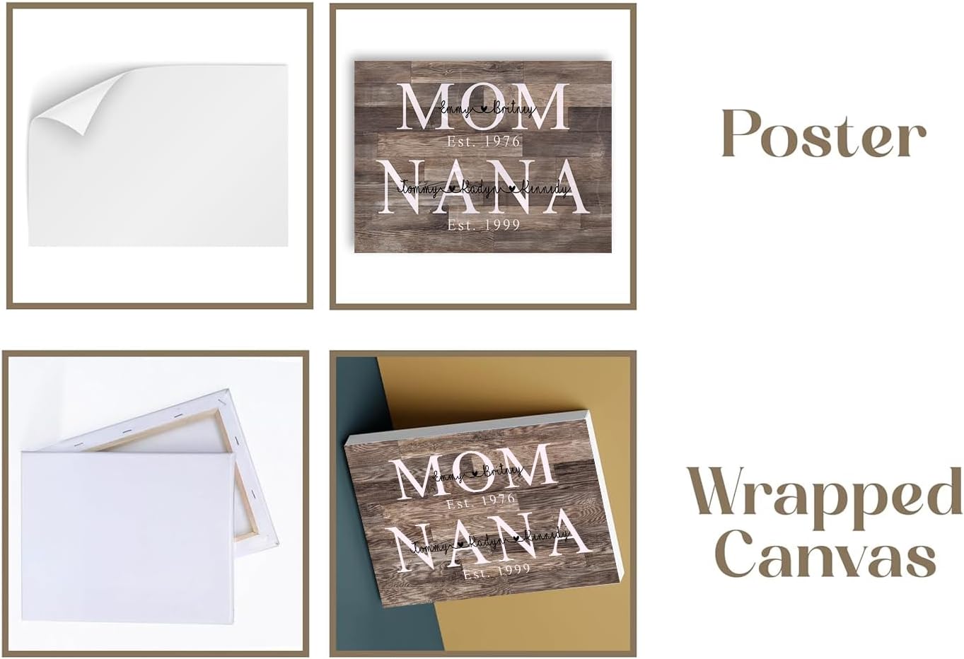 SHAANT Personalized Mother's Day Canvas - Custom Photo Wall Art for Mom & Grandma | Unique Gift with Kid's Name & Year