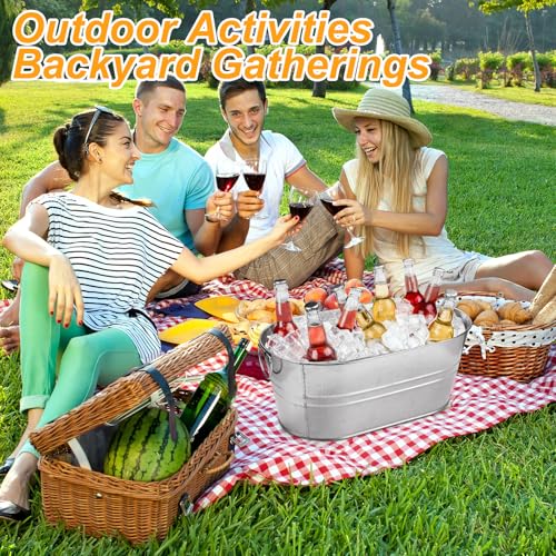 4 Pcs Galvanized Beverage Buckets 3.4 Gallon Ice Tubs for Parties with Handles