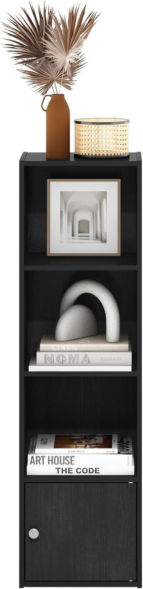 Furinno Luder Bookcase - Stylish 1-Door Storage Cabinet in Blackwood Finish