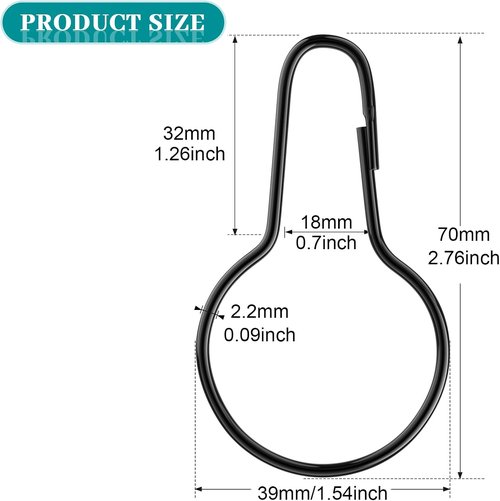 Geetery Metal Shower Curtain Hooks - 150 Pcs Rust Proof Stainless Steel Rings | Multi-Functional Black
