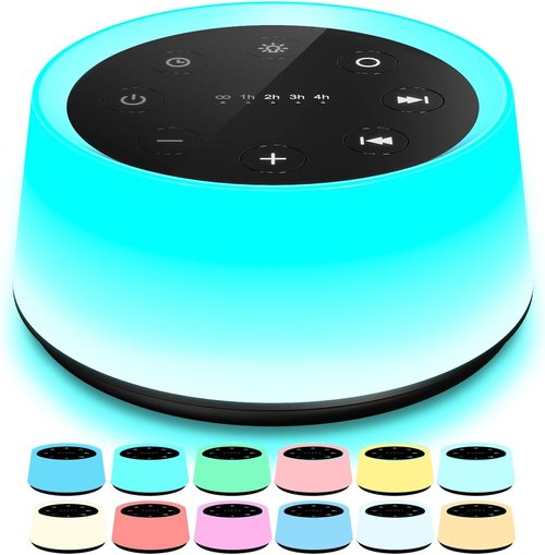 ColorsNoise Sound Machine - White Noise Machine with 30 Soothing Sounds & 12-Color Night Light (Black)