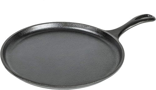 Lodge Round Seasoned Cast Iron Griddle - Pre-Seasoned, Non-Toxic Cookware | 10.5-Inch Versatile Pan for Stovetop, Oven, Grill, or Campfire