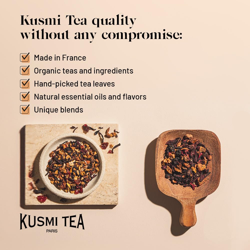 Kusmi Tea - Boost - Organic Blend of Green Tea, Mate & Spices - Flavored with Cinnamon, Cardamom & Ginger - Loose Leaf Tea - Tin Box of 3.5 oz - Quantity for about 50 cups