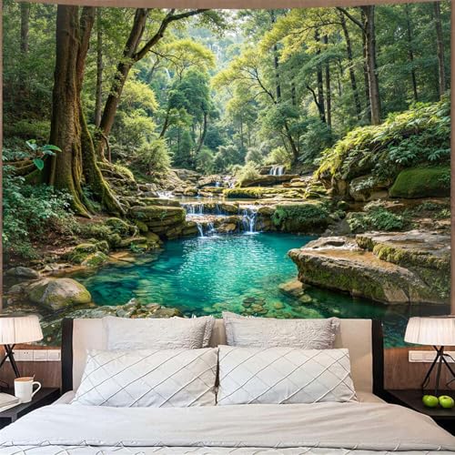 Nature Forest Wall Tapestry - Green Tree Landscape Wall Hanging Decor