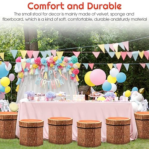 Amylove 12-Inch Tree Stump Storage Ottoman - Foldable Velvet Toy & Shoe Stool