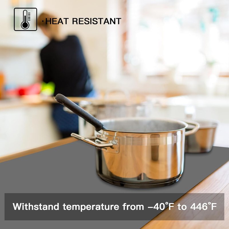 2MM Thick Silicone Countertop Mat, 31.5"x 23.6"(80cmx60cm) Silicone Mats for Kitchen Counter, Nonslip Heat Resistant Mat, Large Kitchen Counter Mats, Waterproof Countertop Protector, Black