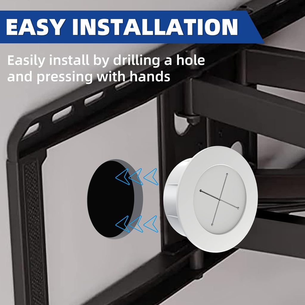 Skiennix TV Wire Hider Kit - In-Wall Cable Management System with 2 Pass-Throughs & Hole Saw Drill Attachment - White