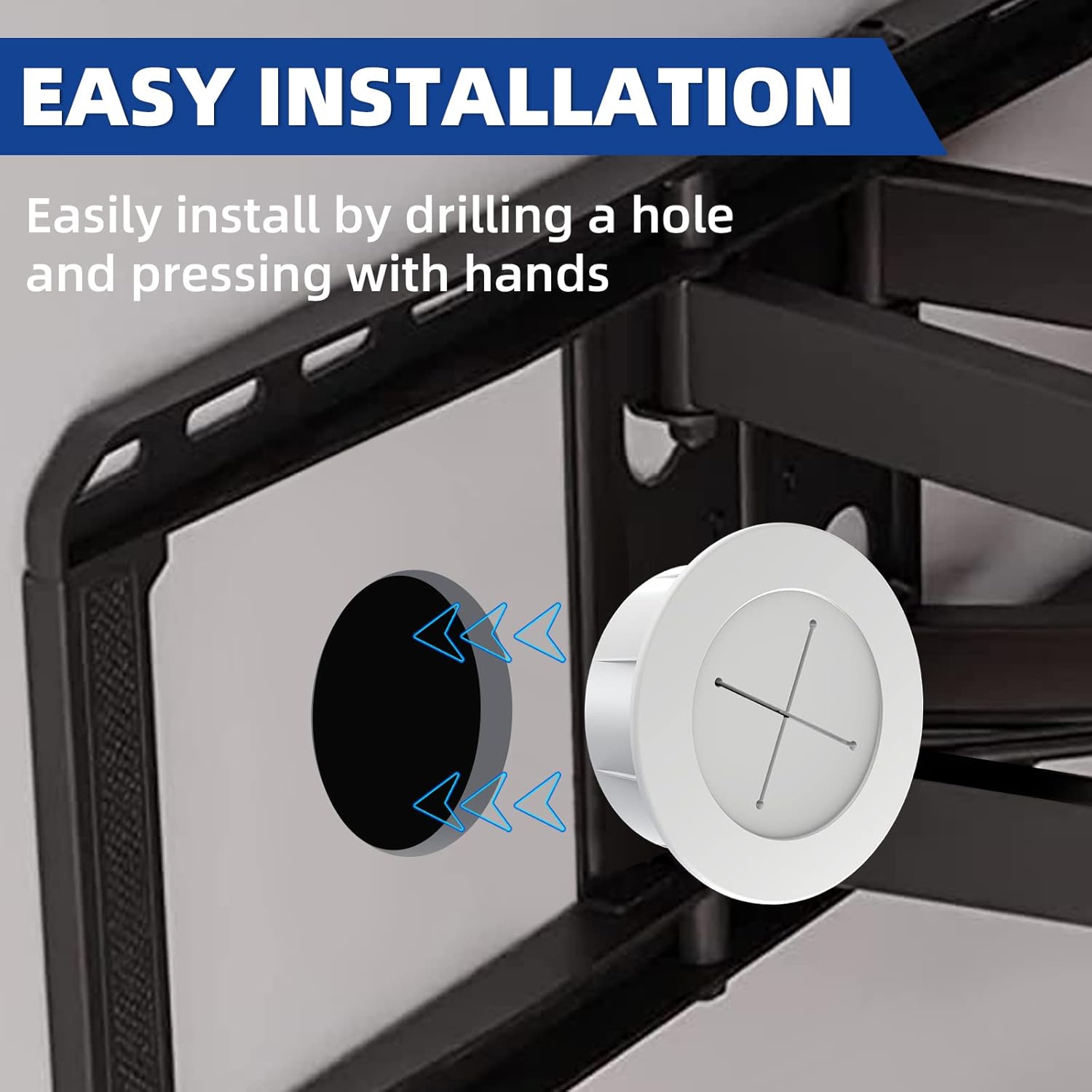 Skiennix TV Wire Hider Kit - In-Wall Cable Management System with 2 Pass-Throughs & Hole Saw Drill Attachment - White