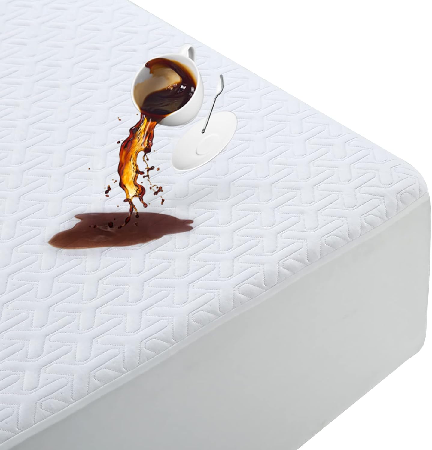 Skiennix Premium Waterproof Mattress Protector - Breathable 4D Air Cooling Queen Size Cover (White)