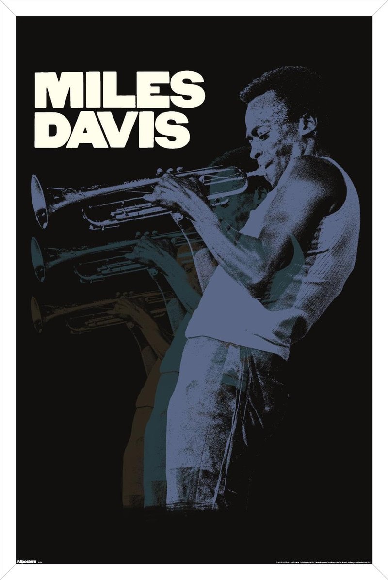 Miles Davis - Repeat Wall Poster, 22.4L" x 14.7W", White Framed Version