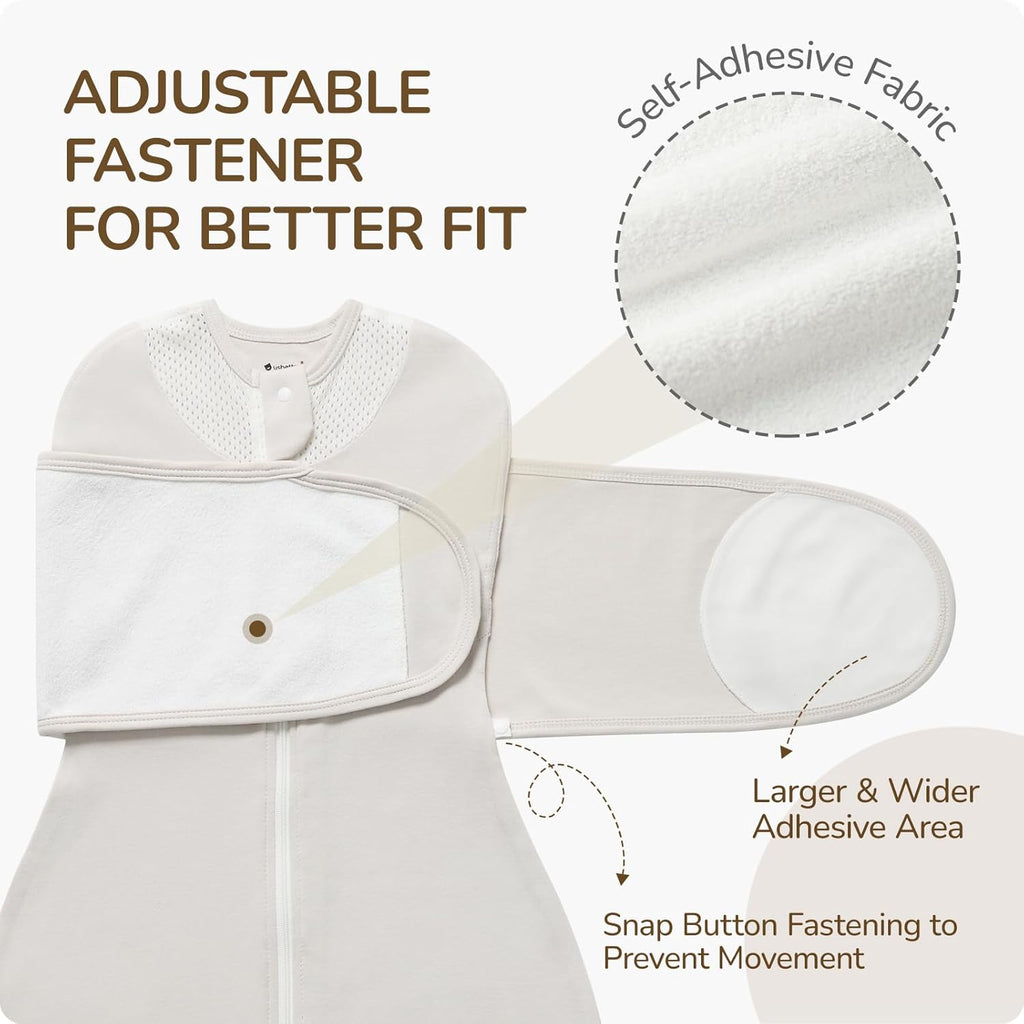 Skiennix Swaddle Sack | Safe Sleep Solution with Breathable Mesh Design | 100% Cotton for 3-6 Months, Grey