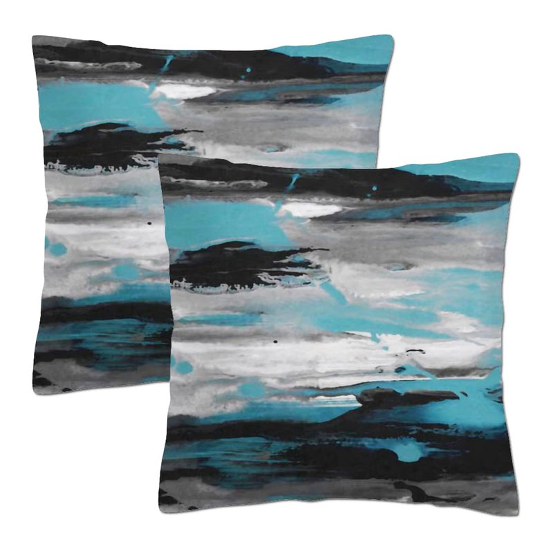 KUKNOS Blue Gray Decorative Throw Pillow Covers Black Teal Couch Pillow Covers White Turquoise Personalized Sofa Pillow Covers for Living Room Bedroom 18X18 Inch Set of 2